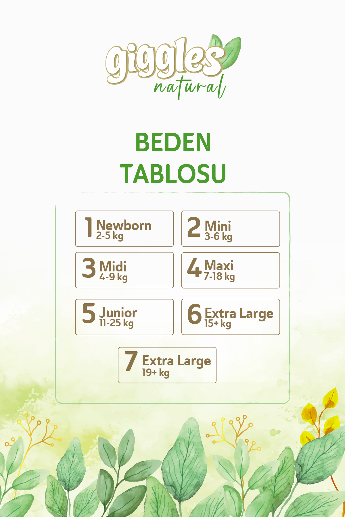 Giggles Natural Jumbo 7 Numara Pamuklu Bebek Bezi 52 Adet