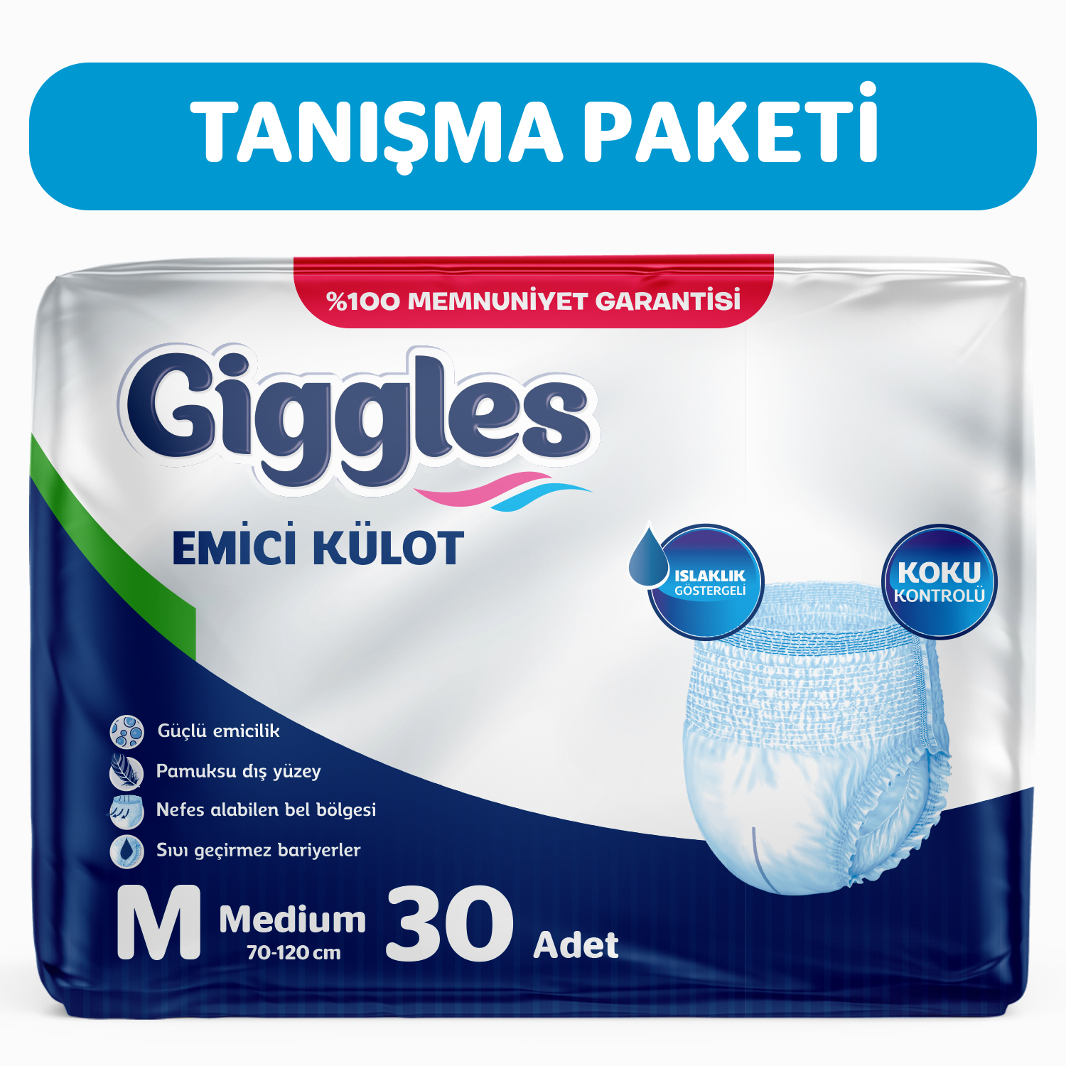 Giggles Yetişkin Emici Külot Medium 30'lu 1 Paket 30 Adet
