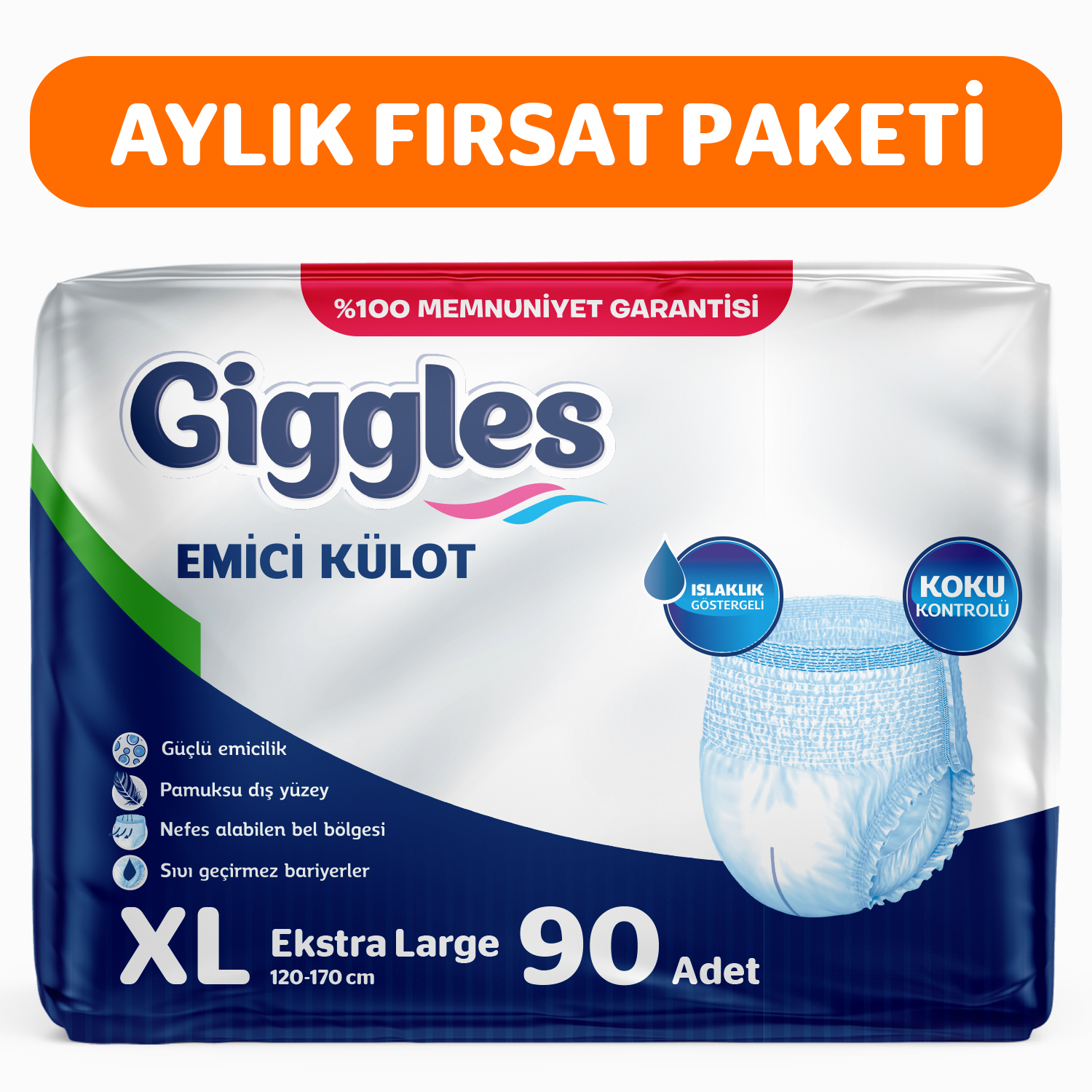 Giggles Yetişkin Emici Külot ExtraLarge 30'lu 3 Paket 90 Adet