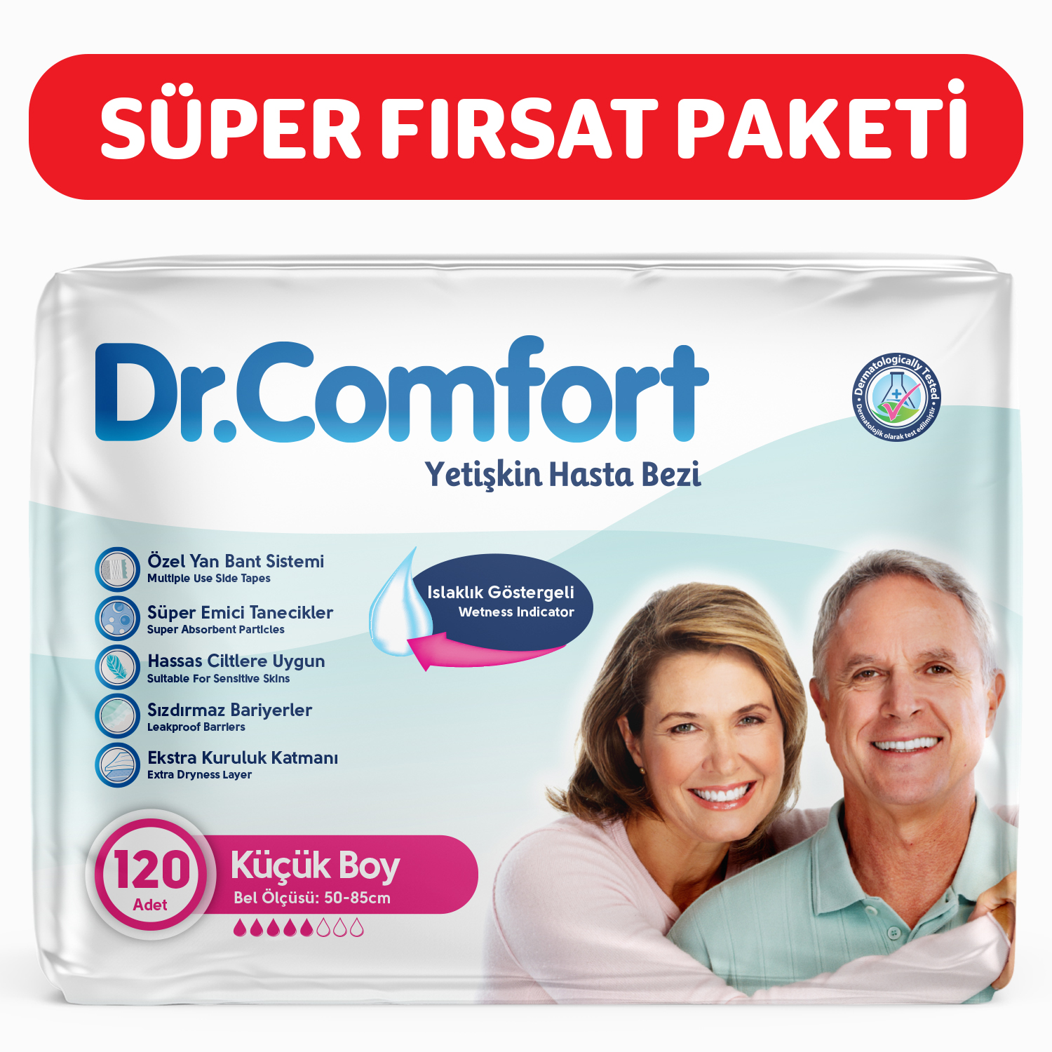 Dr.Comfort Yetişkin Bel Bağlamalı Hasta Bezi Small 30'lu 4 paket 120 adet